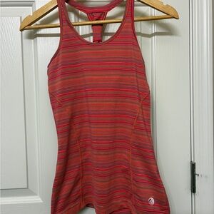 NWOT MPG Mondetta Performance Gear Pink/Multi-stripped Fitted Racerback Tank Top